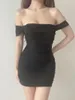 Casual Dresses Sexy Mini Dress Women Summerbackless Slash Neck Miniskirt Slim White Fashion Sweet M3052024