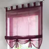 Curtain 1pcs Liftable Roman Shades Rod Pocket Ribbon Coffee LivebyCare White Sheer Balcony Window DL001&3