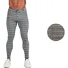 Pantalons pour hommes Pantalons décontractés pour hommes Skinny Stretch Chinos Slim Fit Pant Plaid Check Men