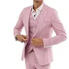 Costumes pour hommes Blazers rose lin costumes de mariage d'été pour hommes coupe ajustée mode marié Tuxedos personnalisé 3 pièces veste pantalon gilet Terno Masculino 230505