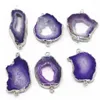 Hänge halsband naturliga sten lila agater skivar hängen charms kontakter oregelbundna reiki rå druzy för smycken som gör 6 st grossist