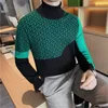 Herrpolos vinter turtleneck tröja män stickkläder tjocka varma stickade tröjor högkvalitativa män tröjor smala fit manlig jumper s 3xl 230428