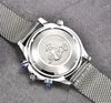 Titta på kvartsmän klockor 42 mm silver armband vattentätt alla rostfritt stål armband modedesigner armbandsur o64