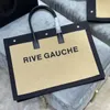 حقيبة يد قش منقوشة Rive Gauche Bag Bag Mens Womens Clutch Bag Canvas Weave Beach Beach Facts Facs Luxury Designer Nylon Duffle Counter Bag Bag