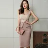 Casual Dresses Dress Female Fashion Korean Version OL Professional Temperament Lace Sling Slim Bag Hip Split Pencil 2023 Summer Style