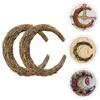 Decorative Flowers 2 Pcs Floral Vines Twig Wreath DIY Rings Grapevine Wreaths Crafts Rattan Base Moon Shaped Hoops