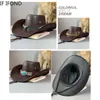 Ampla borda chapéus balde moda vaca cabeça decorar ocidental cowboy falso couro vintage cavalheiro jazz para homens panamá cowgirl 230504