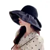 Chapeaux à large bord chapeau seau lavable femmes tricot vide dôme couleur correspondant été voyage pêche Costume accessoires