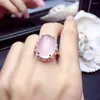 Anillos de racas de rosa rosa rosa anillo de piedra preciosa para mujeres joyas plateadas gran tamaño de oro suave color aniversario de aniversario