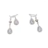 Stud Earrings Romantic Franch Selling Cubic Zirconia Classic Big Drop Crystal With Tiny CZ Luxury Bridal Wedding