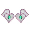 Stud Earrings Southeast Asian Fashion Temperament Heart-shaped Micro Zircon Women/Girls Wedding Party Live Jewelry