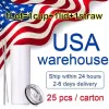 USA/CA Local Warehouse Sublimation Blanks Mugs 20oz Stainless Steel Tumblers Straight white Tumbler with Lids and Straws Heat Transfer Cups Water Bottles R55