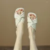 Slippers 2023 Zomer echt leer 4 cm Med Med Heeled Office Ladies Casual Party Shoes Woman Mules maat 41 42