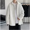 メンズジャケットシャッケタホンブル韓国韓国コートメンシャツ襟冬固形ホワイトジャケタマスクリーナアウトウェア特大のラペルボタン