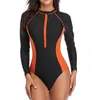 Våtdräkter Drysuits Diving Rashguard för att simma en bit surfing baddräkter för kvinnor främre blixtlåsare bodysuit surf kostym traje surf mujer j230505
