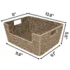 철 와이어 프레임이있는 손으로 직조 해초 저장 바구니, 열린 전면 직물 위커 스토리지 바구니, 자연, 13 8 x 11 x 5 5, 2- 팩