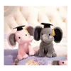 Poupées en peluche 1Pc 25Cm Beautif Docteur Éléphant En Peluche Graduation Bébé Peluches Pour Ldren Filles Cadeau D'anniversaire De Noël J220729 Drop Deliv Dhtkz