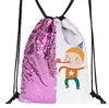 Sublimation Sequins Drawstring Bag Outdoor Glitter Pouch Bag for Travel Shiny Bracelet Backpack Stripper Bags Wholesale