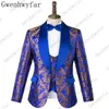 Męskie garnitury Blazers Royal Blue Slim Fit Custom Made Suits Suits Wedding For Groom Tuxedos Three Piece Groomsmen Suits Regular Big Revies 230505