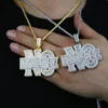 Collane con ciondolo New Iced Out Bling Letters No Excuse Collana con ciondolo Placcato in oro 5A Zircone Rettangolo CZ Fascino da uomo Donna Gioielli Hip Hop 230505