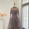 Festklänningar Sharon sa Sage Green Merraid Luxury Dubai Aftonklänning med Cape ärmar Eleganta kvinnor Purple Wedding Formal Gown SS205 230505