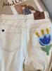 Dżinsy damskie jielur haftowane damskie dżinsy o wysokiej talii szykowne szczupłe spodnie dla kobiet kobiety swobodne dżinsy moreli sxl 230504
