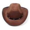 Wide Brim Hats Bucket Western Studded Cowboy Retro Jazz Wild West Cap for Gentleman Cowgirl Men Women Outdoor Knight 230504