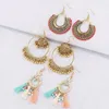 Ethnische indische Glocken Quaste Ohrringe Set für Frauen Bohemian Vintage Gold Metall geometrische Tropfen Ohrringe Jhumka Schmuck