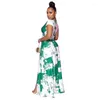 Party Dresses Summer Printed Deep V Neck Women Long Maxi Dress Short Sleeve Plated High Split Floor Length Night Club Bodycon S-XXL