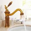 Bathroom Sink Faucets European Style And Cold Water Jade Basin Faucet Washbasin Antique Marble Mixer Tap Bathrrom Brass J14255