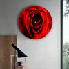 Wall Clocks Red Rose Flower 3D Clock Modern Design Brief Living Room Decoration Kitchen Art Watch Home Decor