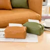 Boîtes à mouchoirs Serviettes Accueil Boîtes à mouchoirs Boîte à mouchoirs en cuir PU Tissu en cuir Sac en papier Moderne Simple Salon Tissu imperméable léger Luxe Z0505