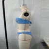 Kvinnors badkläder Beachcici Kvinnor Sexig baddräkt Bikini One-Piece Print Halter Lace Up Ring Backless Beachwear Bathing Suit For Female