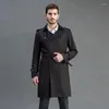 Hommes Trench Coats Hommes Style Britannique Manteau Printemps Automne Coupe-Vent Mi Long Noir Mens Business Casual Streetwear