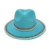 Szerokie brzegowe czapki wiadra słoneczne hurtowe akcesoria DIY Diamond Akcesoria Summer Słomka Słońce Sun Mens Beach Hat Outdoor Jazz 230504