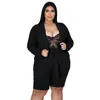 Survêtements pour femmes Taille Pus Automne Vêtements 2023 Two Pece Set Femmes Manches longues Costume Shorts avec ceinture Bureau Lady Party Club Tenues en gros