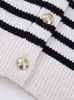 女性のニットSLMD 2023夏の女性縞模様の編み物カジュアルボタン装飾カーディガンセーター