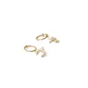 High Quality Stainless Steel Flower Cross Star Drop Earrings Fashion Pendants Cubic Zircon Ear Bone Studs Piercing Ring Accessories Cz Stone Boucle For Girls Women