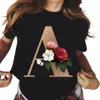 T-shirt femme 26 lettres de l'alphabet Floral t-shirt classique mode d'été Harajuku Kawaii t-shirt femmes top t-shirts femme 230505