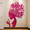 Fonds d'écran Bloom multi-pièces fleur femme motif 3D acrylique décoration mur autocollant bricolage affiche murale mariage décor à la maison chambre Wallstick 230505