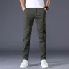 Pantalons pour hommes été décontracté hommes 98% coton couleur unie mode d'affaires Slim Fit Stretch gris mince pantalon mâle marque vêtements 230504