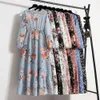 Robes décontractées Femmes Floral Imprimé maxi robes printemps été décontractée O Neck Sleeve haute taille une ligne Boho Beach Party Vestidos Robe 230505
