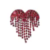 Rouge gland coeur forme broches pour femmes unisexe brillant cristal strass broche broches vêtements manteau décor bijoux cadeaux