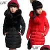 Down Coat Warm Winter Artificial Hair Fashion Long Kids Hooded Jacket For Girl Outerwear Girls Clothes 412 Years Old C1012 Drop Deli Dhaus