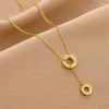 Las cadenas no se decoloran, collar con colgante de doble anillo para mujer, cadena Simple de acero inoxidable, accesorios de joyería coreanos estéticos, cadena al por mayor