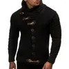 Men's Sweaters Autumn Winter Stylish Slim Fit High Collar Cardigan Sweater Thick Basic Horn Buttons For Daily Wear