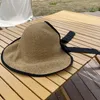 Wide Brim Hats Fashion Women Straw Hat Summer Beach Sun Fisherman Black Ribbon Nature Color Foldable Flat Girls Outdoor