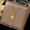 Correntes aço inoxidável 18k colar de girassol judeu não desbota a cor de ouro para jóias femininas