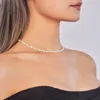 Ketten Natürliche Süßwasserperlen Reisform Halskette Kleine Perlen 4,5-5,5 mm 925 Sterling Silber Kette Mode Eleganter Schmuck für Frauen