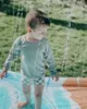 Kläderuppsättningar RC Baby Boys Swimwears 112y Summer Brand Kids Simple Floral Randig Mönster Spädbarn Learning Swimming Bathing Suits 230504